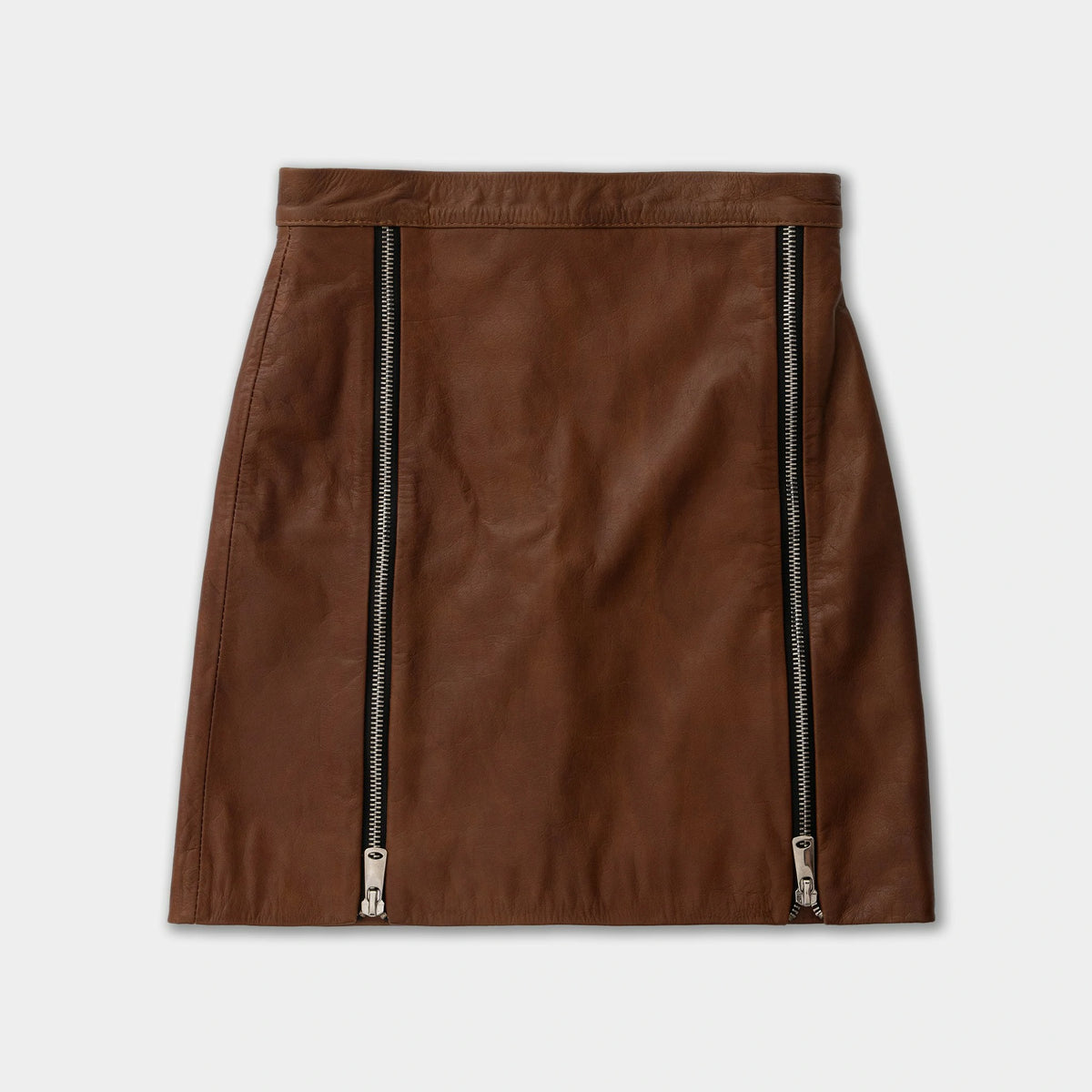 ミニスカート DOUBLE CREPE MINI SKIRT ZIP Double Zip Low-Waist Pleated Mini Skirt