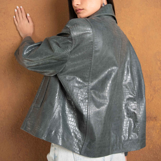 Olive Crocodile Blazer
